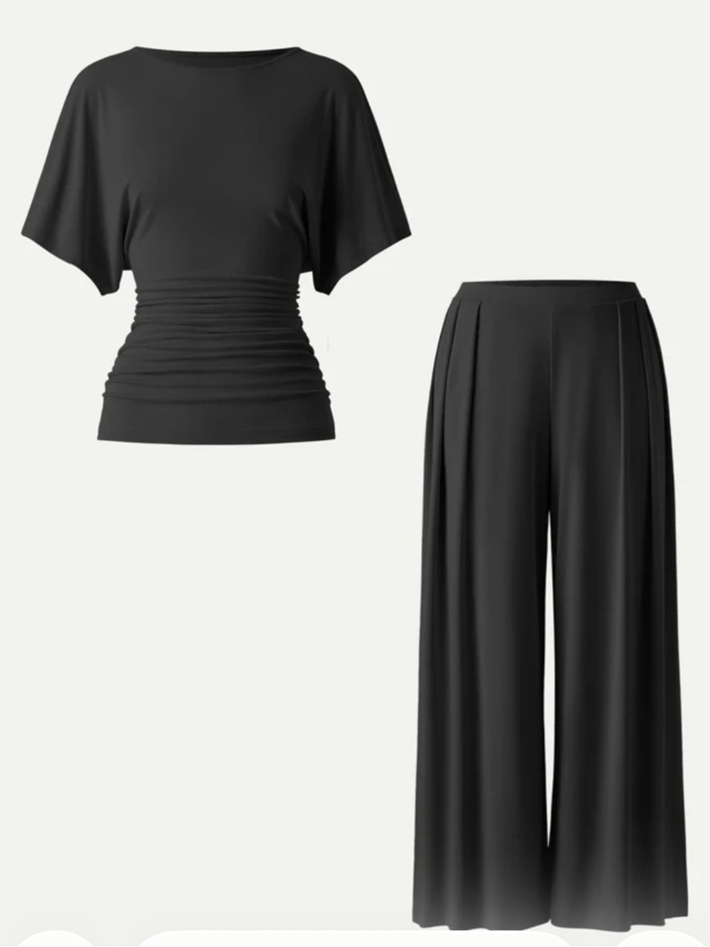 OGL BLACK 2Pcs Set
Boatneck Batwing Sleeve Top & Wide Leg Palazzo Pants